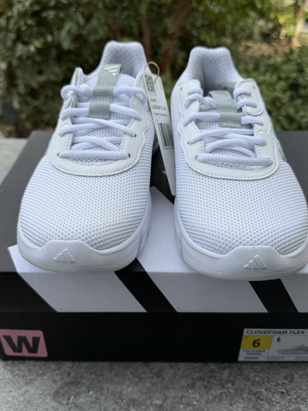 ADIDAS Cloudfoam Flex Laces Shoes Sneaker Women's Sz 6 White Wide Fit Width NWT